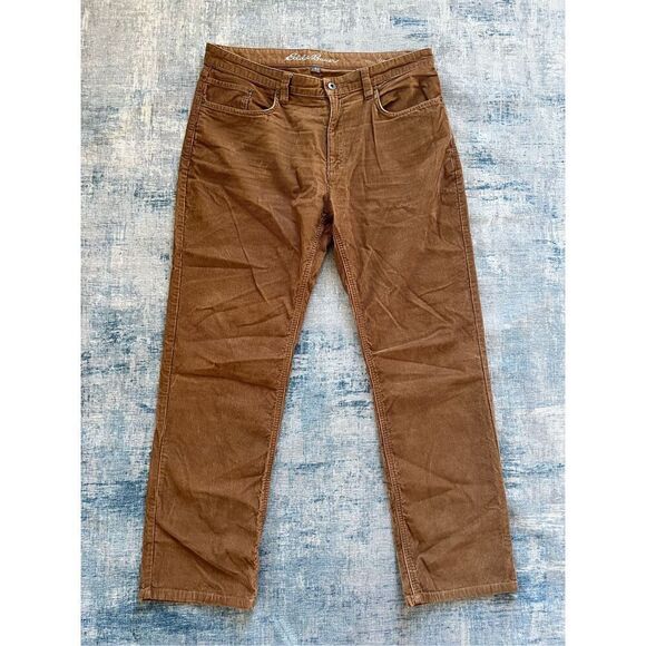 Eddie Bauer Tan Brown Corduroy Straight Leg Pants 36 x 32 - Picture 1 of 6
